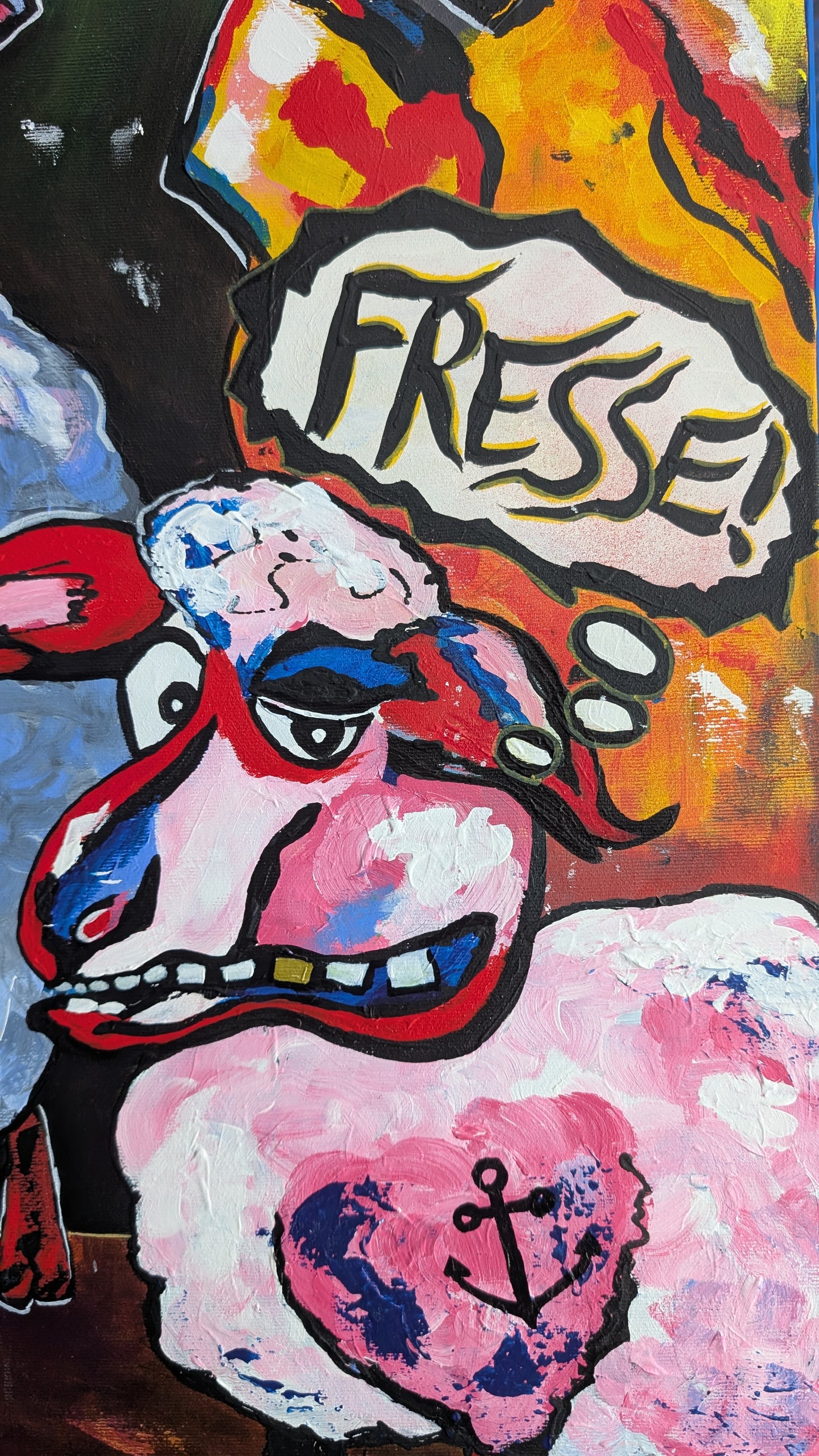 Moin Moin Fresse, Acryl auf Leinwand, 60x100x2cm