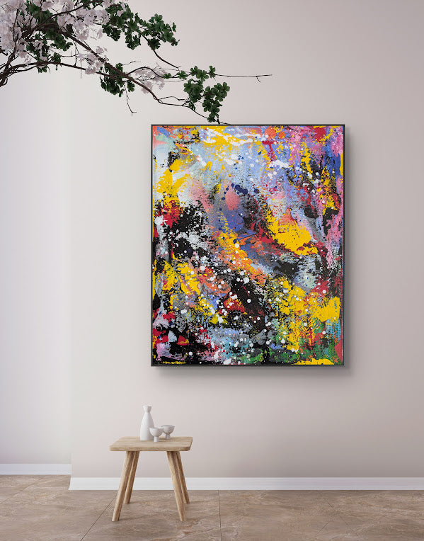 „Nachtflug“  40x50x2 cm - Acryl und Öl auf Leinwand