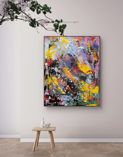 „Nachtflug“  40x50x2 cm - Acryl und Öl auf Leinwand