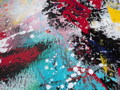 Das Foto zeigt Detailaufnahmen einer abstrakten Malerei von Jasmin Meirose