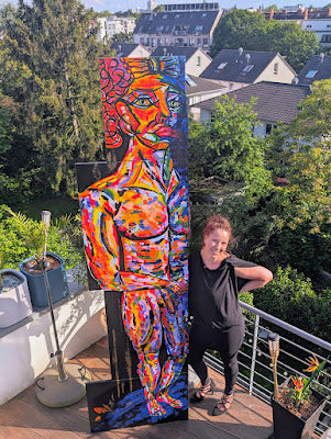 Standbild – Großformatiges Originalgemälde auf Leinwand (4-teilig)