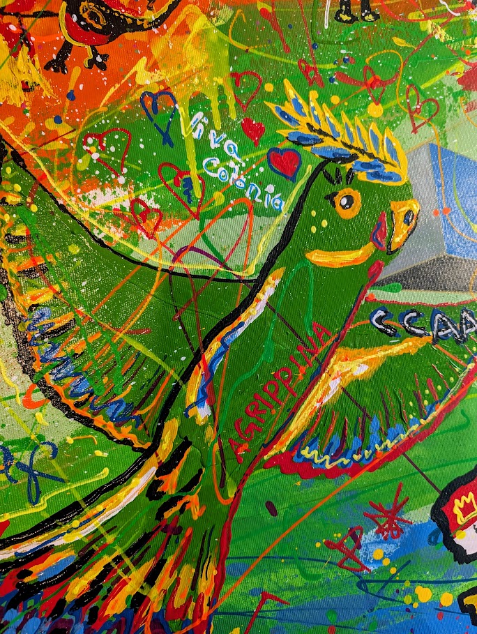 Von Löffeln, Helau und der Sehnsucht nach Köln – Acryl auf Leinwand, 80 × 120 cm