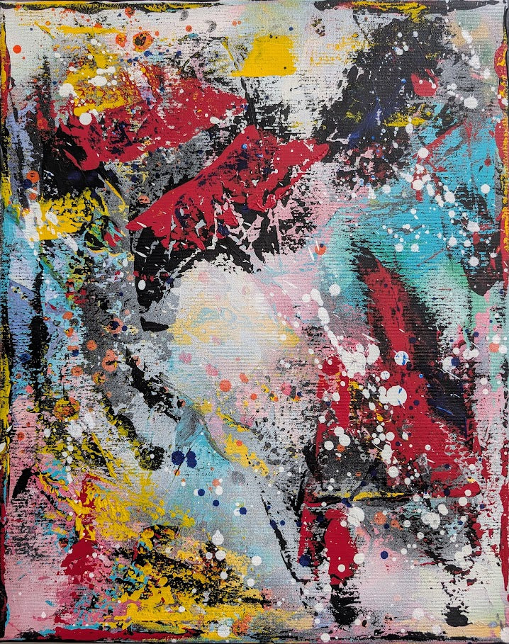 „Farbphönix“  40x50x2 cm - Acryl und Öl auf Leinwand