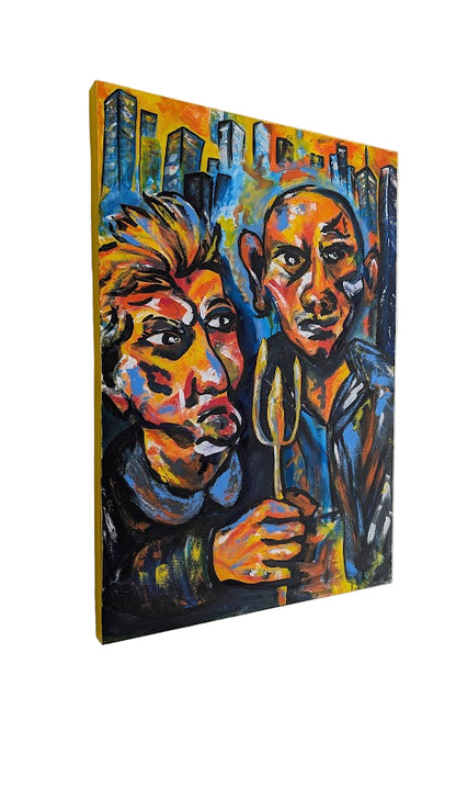 United by Rent – Urbanes Acrylgemälde von Jasmin Meirose