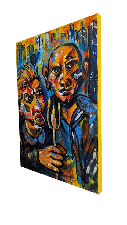 United by Rent – Urbanes Acrylgemälde von Jasmin Meirose