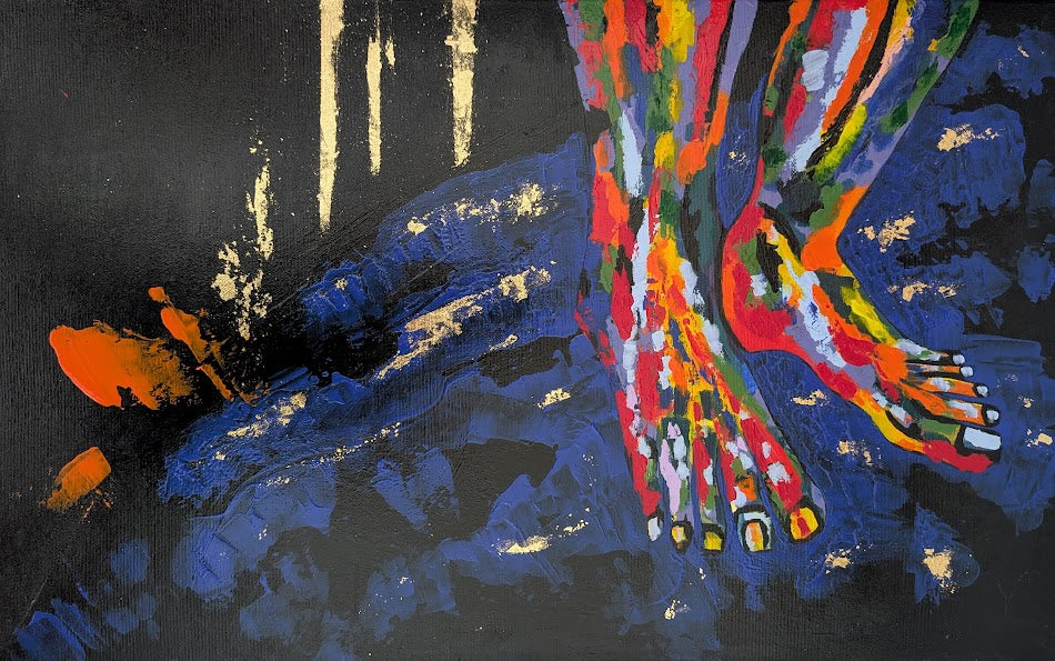 Standbild – Großformatiges Originalgemälde auf Leinwand (4-teilig)