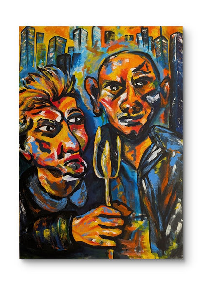 United by Rent – Urbanes Acrylgemälde von Jasmin Meirose