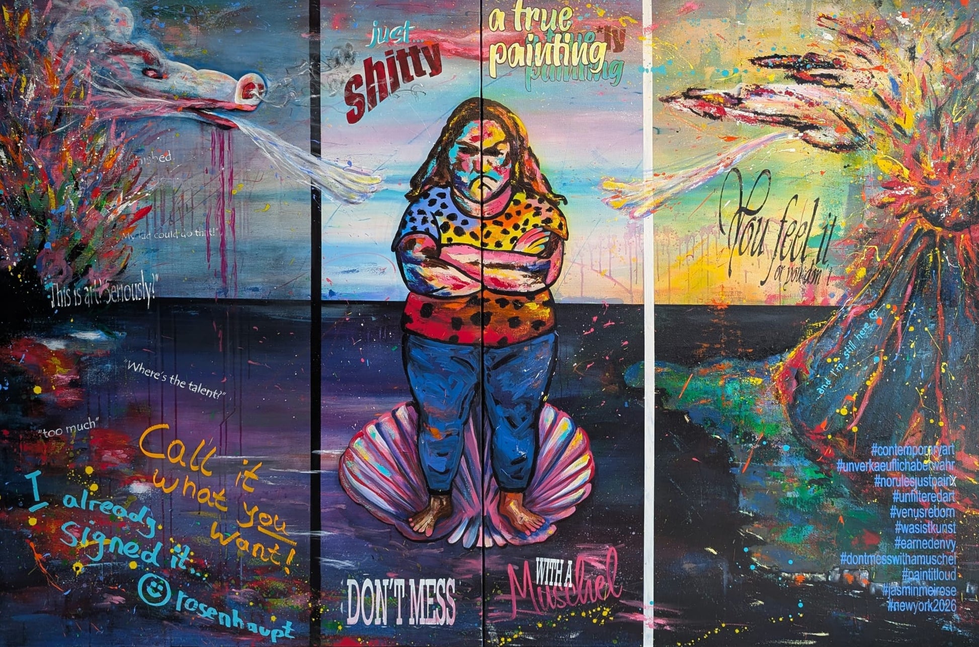 expressionistisches XXL Gemälde über Kunstkritik