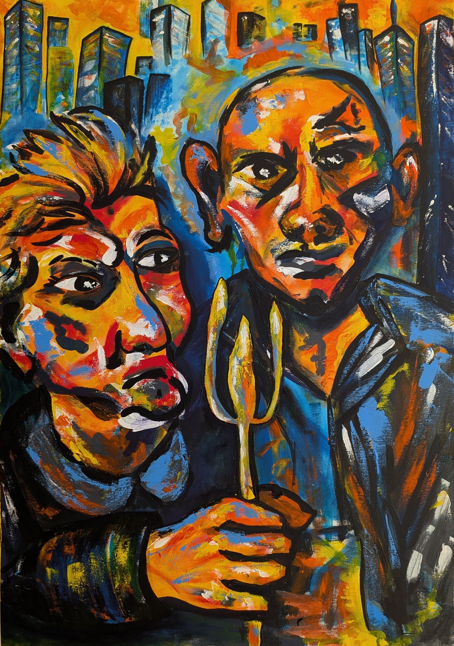 United by Rent – Urbanes Acrylgemälde von Jasmin Meirose