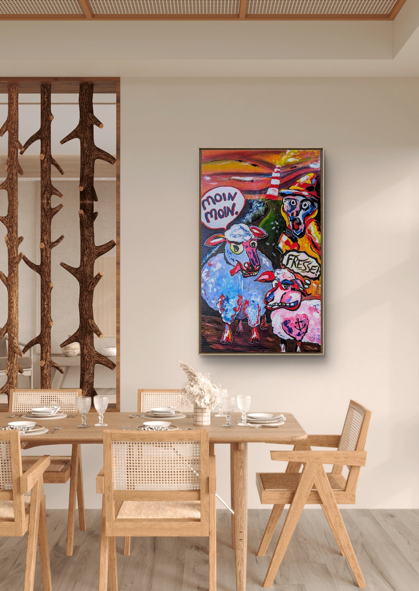 Moin Moin Fresse, Acryl auf Leinwand, 60x100x2cm