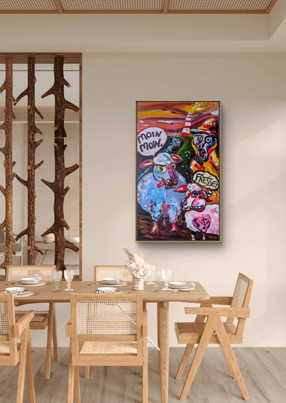 Moin Moin Fresse, Acryl auf Leinwand, 60x100x2cm