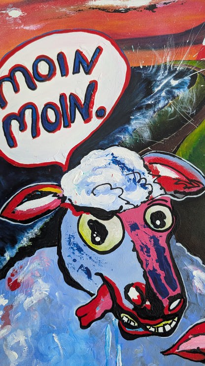 Moin Moin Fresse, Acryl auf Leinwand, 60x100x2cm
